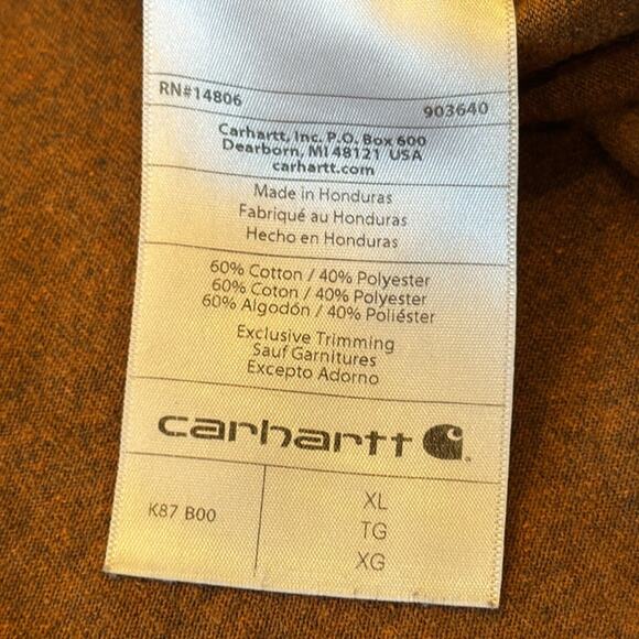 Carhartt Men's Loose Fit Heavyweight Pocket Logo Short Sleeve Brown T-Shirt XL - Picture 7 of 9